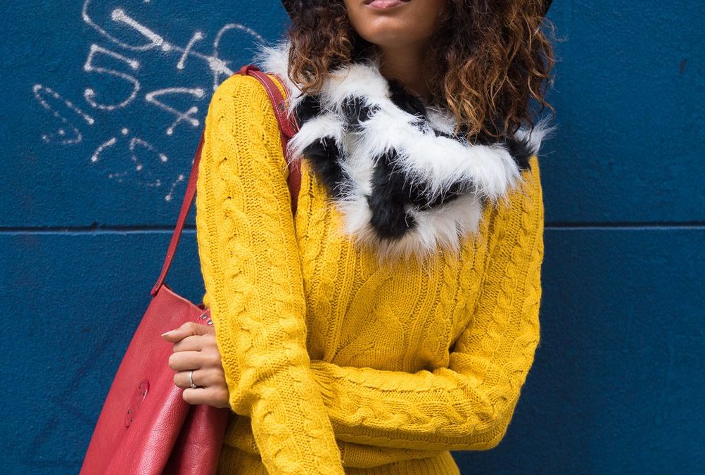 Pop colours in the winter: Mustard jumper