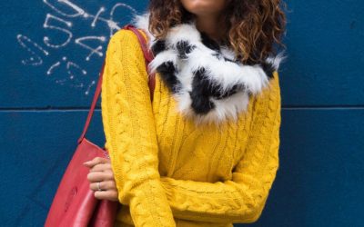Pop colours in the winter: Mustard jumper
