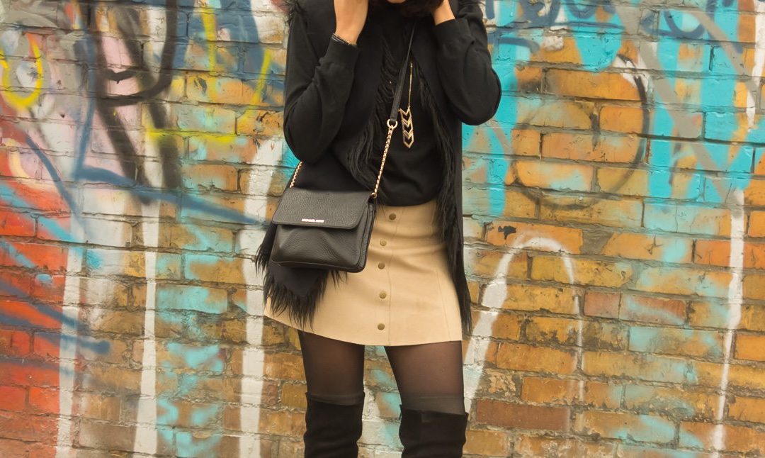 Wandering Berlin in my Faux-suede skirt